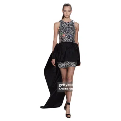 Pre-owned Michael Kors Ss 2013  Collection Crystal Embellished High-low Runway Gown Finale In Black