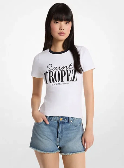 Michael Kors St. Tropez Stretch Cotton T-shirt In White