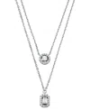 Michael Kors Sterling Silver Halo Double Layer Necklace In Silver