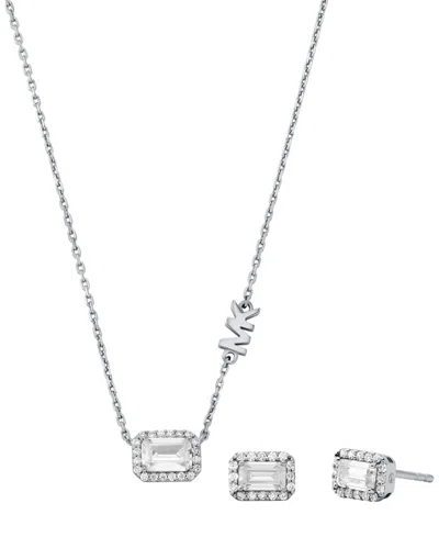 Michael Kors Sterling Silver Necklace And Earrings Set