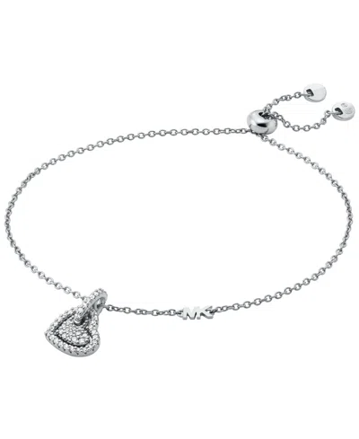 Michael Kors Sterling Silver Pave Heart Charm Bracelet
