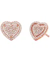 Michael Kors Sterling Silver Pave Heart Stud Earrings In Rose Gold