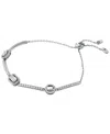 Michael Kors Sterling Silver Pave Mixed Cut Slider Bracelet In Silver