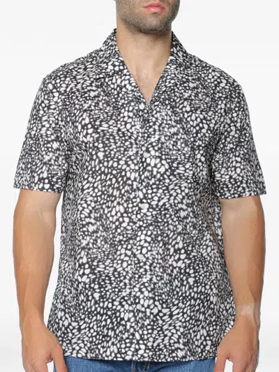 Michael Kors Stingray-print Camp-collar Shirt In Blue