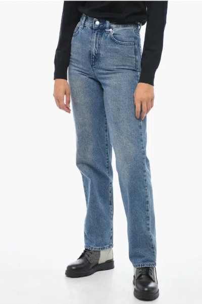 Michael Kors Straight-leg Denims With Distressed Detail In Blue