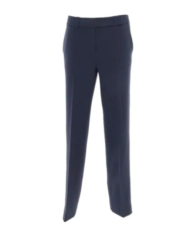 Michael Kors Straight Leg Pleated Pants In Blue
