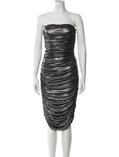 Pre-owned Michael Kors Strapless Knee-length Dress In Gray