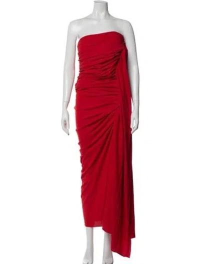 Pre-owned Michael Kors Strapless Long Dress In Red