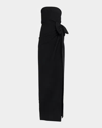 Michael Kors Strapless Wobroad Wool Origami Bow Column Gown In Black