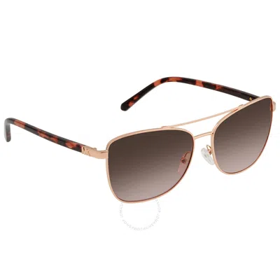 Michael Kors Stratton Brown Rose Gradient Pilot Ladies Sunglasses Mk1096 110814 59 In Gold