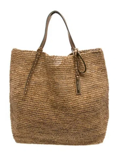 Pre-owned Michael Kors Straw Bucket Bag In Neutral