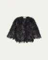 Michael Kors Straw Embroidered Chubby Jacket In Black