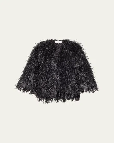 Michael Kors Straw Embroidered Chubby Jacket In Black