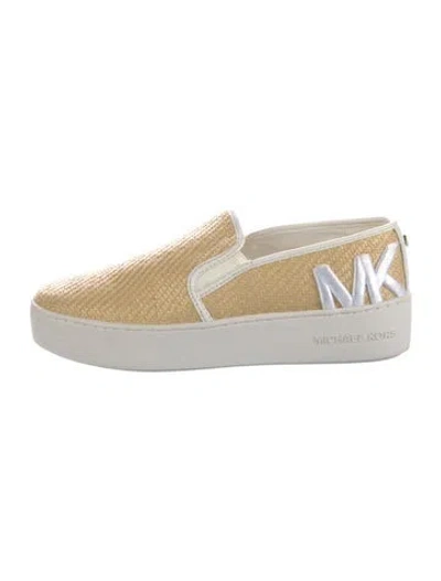 Pre-owned Michael Kors Straw Flats In White
