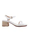 Michael Kors Mandy Sandal In White Leather With Ute Heel In White