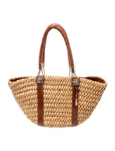 Pre-owned Michael Kors Straw Shoulder Bag In Brown