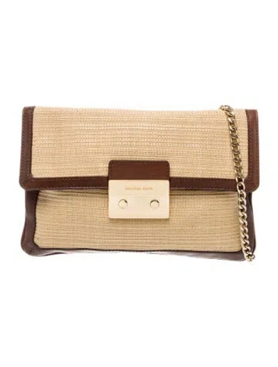 Pre-owned Michael Kors Straw Shoulder Bag In Neutrals