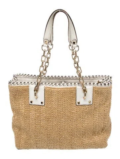 Pre-owned Michael Kors Straw Top Handle Bag In Neutral