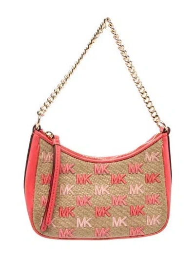 Pre-owned Michael Kors Straw Top Handle Bag In Neutral