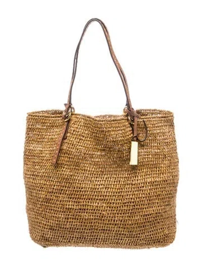 Pre-owned Michael Kors Straw Top Handle Bag In Neutral