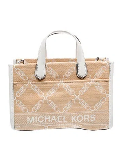 Pre-owned Michael Kors Straw Top Handle Bag In White