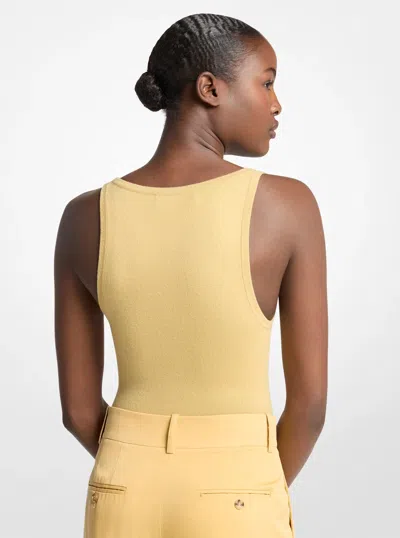 Michael Kors Stretch Cashmere Blend Bodysuit In Yellow