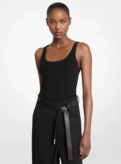 Michael Kors Stretch Cashmere Bodysuit In Black