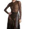 Michael Kors Stretch Chantilly Lace Bodysuit In Black In Black