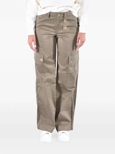 Michael Kors Stretch Cotton Cargo Pants In Brown