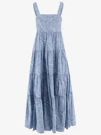 Michael Kors Stretch Cotton Dress In Clear Blue