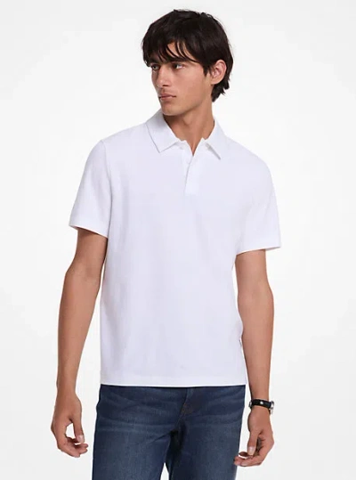 Michael Kors Cotton And Mesh Collar Polo Shirt In White