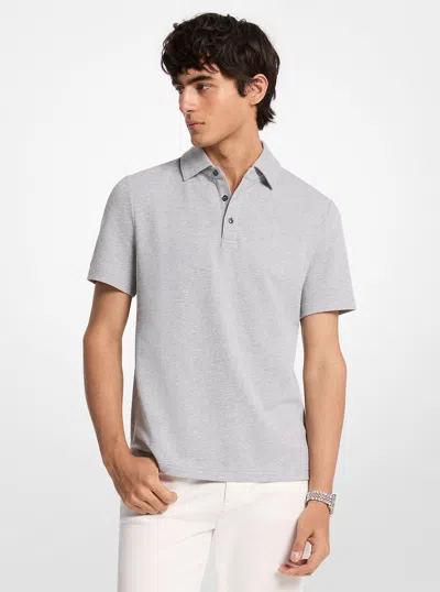Michael Kors Stretch Cotton Polo Shirt In Gray