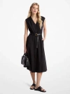 Michael Kors Stretch Organic Cotton Poplin Midi Dress In Black