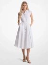 Michael Kors Stretch Cotton Poplin Midi Dress In White
