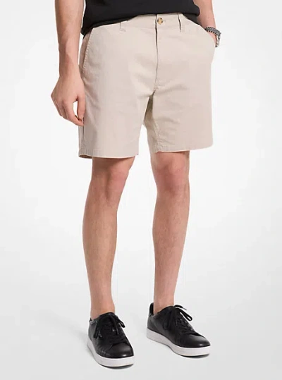 Michael Kors Stretch Cotton Shorts In Natural