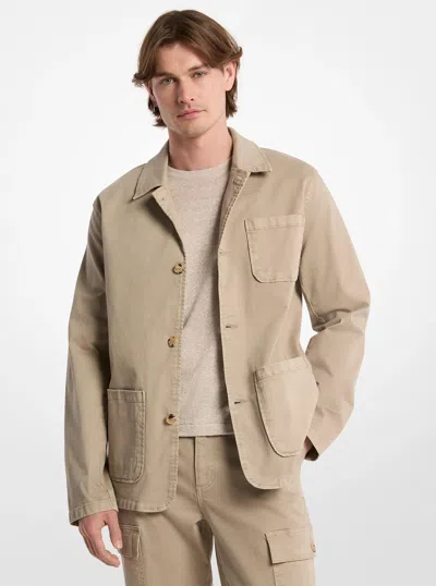 Michael Kors Stretch Cotton Twill Chore Jacket In Green