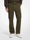 Michael Kors Stretch Cotton Zip Cargo Pants In Green