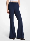 Michael Kors Stretch Crepe Flared Pant In Blue