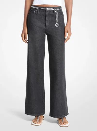 Michael Kors Stretch Denim Wide-leg Jeans In Animal Print