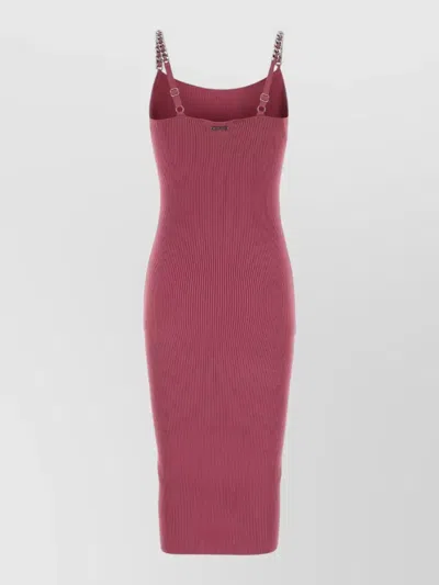 Michael Kors Stretch Jersey Dress Fitted Midi Straps In Pink