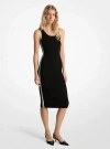 Michael Kors Stretch Knit Logo Tape Midi Tank Dress In Black