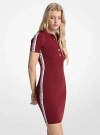 Michael Kors Stretch Knit Logo Tape Polo Dress In Red