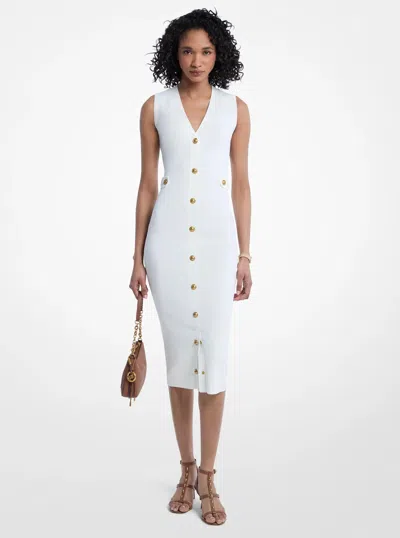Michael Kors Stretch Knit Midi Dress In Neutral