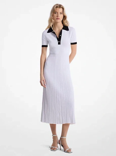 Michael Kors Stretch Knit Polo Dress In White