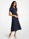 Michael Kors Stretch Knit Polo Midi Dress In Black