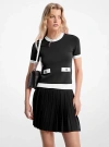 Michael Kors Stretch Knit Short-sleeve Sweater In Black