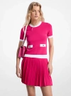 Shop Michael Kors Stretch Knit Short-sleeve Sweater In Pink