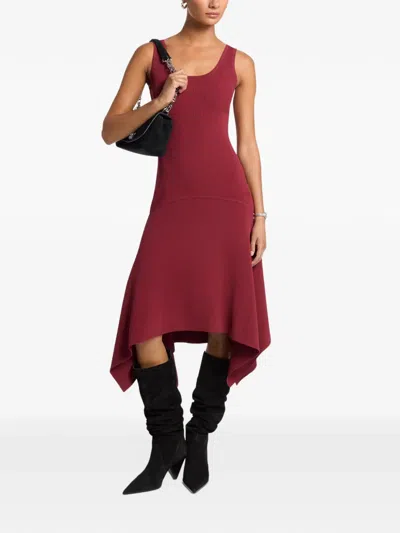 Michael Kors Stretch Knit Sleeveless Handkerchief Dress In Red