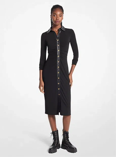 Michael Kors Stretch Matte Jersey Midi Dress In Black