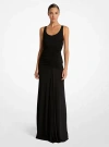 Michael Kors Collection Ruched Jersey Sleeveless Gown In Black